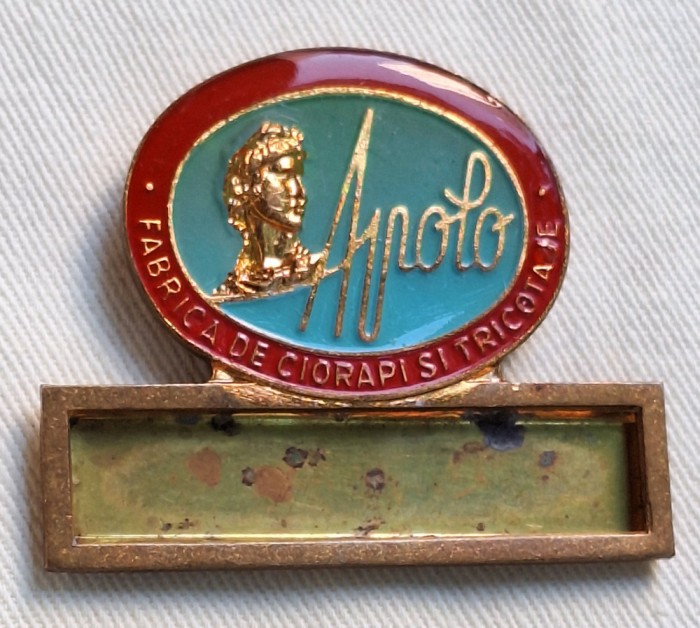 APOLO fabrica de ciorapi si tricotaje, insigna email, superba &amp; rara