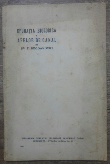 Epuratia biologica a apelor de canal - T. Bogdanovici