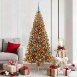 vidaXL Brad de Crăciun cu 300 LED cu suport Auriu 180 cm PET 3396632