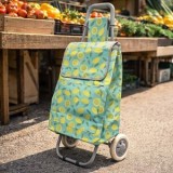 Carucior de cumparaturi pliabil, verde, cu model lamai, 34x28x96cm, CMCLASS