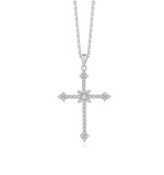 Lantisor Argint 925 cu Cruciulita Cristale Zirconiu ALCA Fine Jewelry, placat Rodiu, 40+5cm, Cadou Aniversare/Nunta