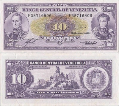 1988 (3 XI), 10 Bol&amp;iacute;vares (P-62) - Venezuela foto