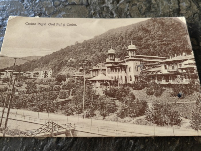 Carte postala Casino Regal, Hotel Puf si Cerbu, circulata, 1912