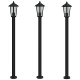 Cumpara ieftin Lampi de podea de exterior 3 buc. negru 120 cm otel inoxidabil