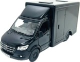 Macheta Mercedes Sprinter neagra duba transport replica metal cu usi deschise si mecanism pull back fara cutie proprie