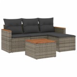 Cumpara ieftin Set canapea de gradina cu perne, 5 piese, gri, poliratan