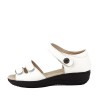 Sandale Dama Piele Naturala Albe Agata 127, Reglabile cu Scai, Ideal Pt. Picioare Late