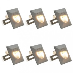 Lampi de perete LED de exterior, 6 buc., argintiu, 5 W, patrat foto
