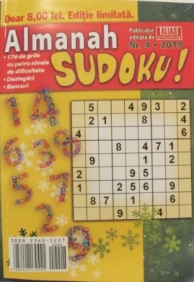 CY - &amp;quot;Almanah SUDOKU&amp;quot; / numarul 4 din 2019 / impecabil foto