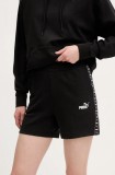 Puma pantaloni scurti femei, culoarea negru, cu imprimeu, high waist, 685012