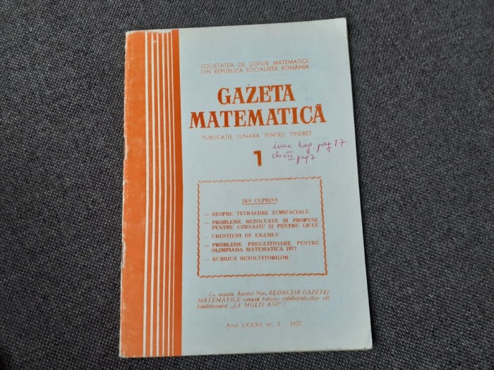 GAZETA MATEMATICA NR 1/1977