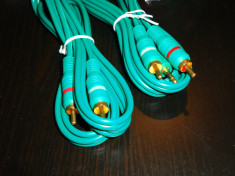 Cablu jack 3.5mm la 2x rca stereo 1.5m verde inchis gros mufe aurite foto