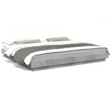 Cumpara ieftin Cadru de pat cu lumini LED gri beton 180x200 cm, lemn prelucrat