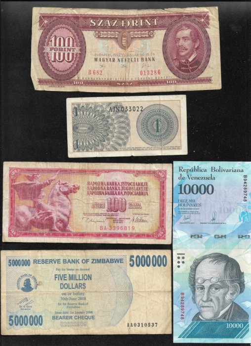 Set 5 bancnote de prin lume adunate (cele din imagini) #305