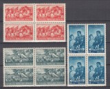 ROMANIA 1951 LP 279 PIONIERI BLOCURI DE 4 TIMBRE MNH