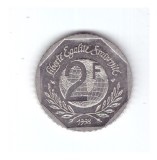 Moneda Franta 2 francs/franci 1998 Rene Cassin, stare foarte buna, curata