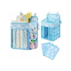Organizator pătuț pentru scutece și accesorii, albastru, 43x28x20 cm