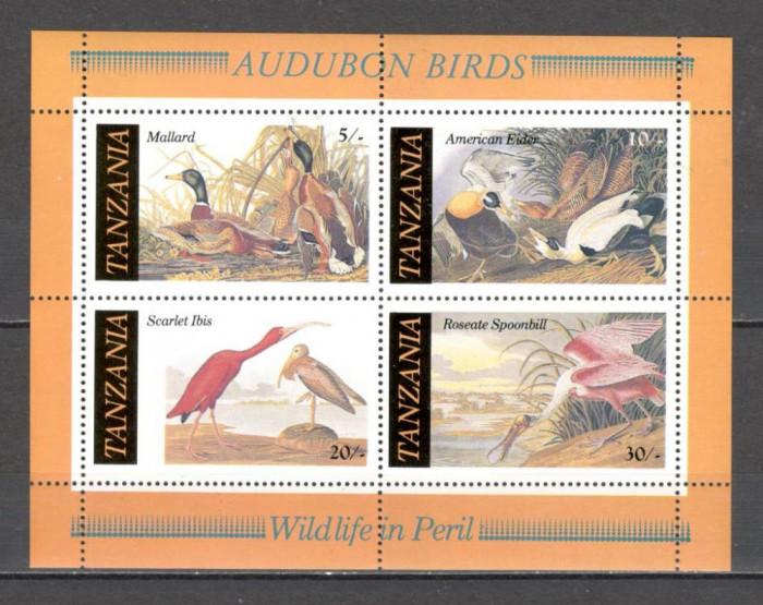 Tanzania.1986 200 ani nastere J.J.Audubon:Pasari-Bl. DX.92