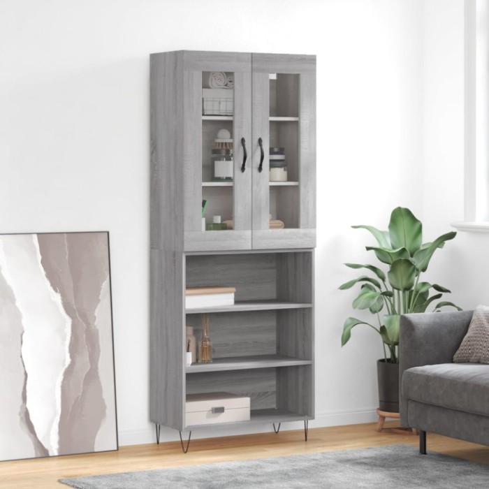 vidaXL Dulap &icirc;nalt, gri sonoma, 69,5x34x180 cm, lemn compozit