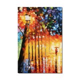 Tablou pictat manual, Pe drumul meu, aleea cu felinare, 60x40cm ulei pe panza in relief efect 3D