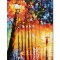 Tablou pictat manual, Pe drumul meu, aleea cu felinare, 60x40cm ulei pe panza in relief efect 3D