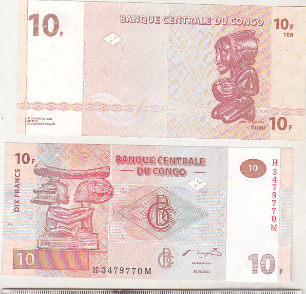 bnk bn Congo 10 franci 2003 unc