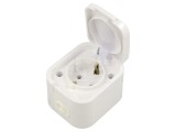 Conector alimentare AC 2P+PE, 250VAC, 16A, alb pentru perete