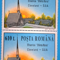 TIMBRE ROMANIA LP1364/1994 Biserica Sf. Maria Cleveland -Serie în pereche MNH