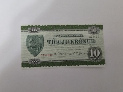 Feroe 10 Kronur 1949 Noua Rara foto