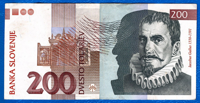 (2) BANCNOTA SLOVENIA - 200 TOLARJEV 1997 (8 OCTOMBRIE), PORTRET IACOBUS GALLUS