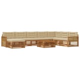 vidaXL Set de canapele de exterior cu pernă 9 pcs Natural și Bej 3383751