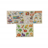 Set Puzzle lemn, 3 tablite incastru, activitati copii, jucarii