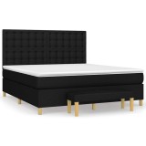 Cumpara ieftin Pat box spring cu saltea, negru, 180x200 cm, catifea