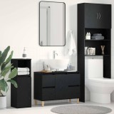 Dulap Chiuvetă Stejar Negru 80x33x60 cm vidaXL Corp Bază Baie Lemn Texturat Sertare Uși Rafturi Ajustabile