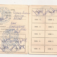 RSR - Asociatia Filatelistilor - Carnet de membru - Resita 1968