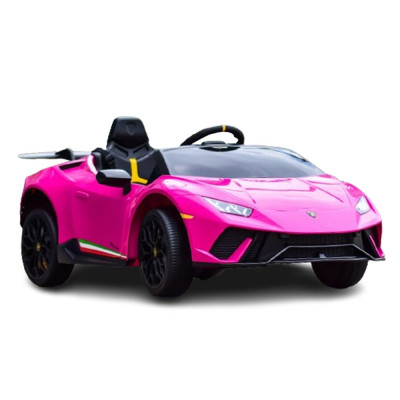 Masinuta electrica pentru copii, Lamborghini Huracan, telecomanda inclusa, 4x4, 120W, 12V, culoare roz foto