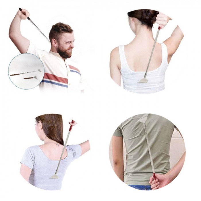 Scărpinator Spate Extensibil, Metalic, Lemn, Lungime Reglabilă 22-58cm