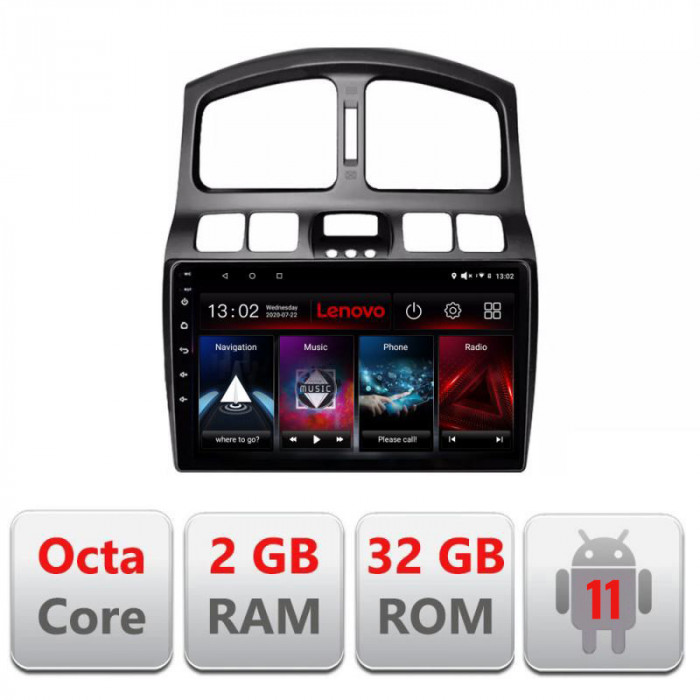 Navigatie dedicata Hyundai Santa Fe 2000-2006 Lenovo Octa Core cu Android Radio Bluetooth Internet GPS WIFI DSP 2+32 GB 4G KIT- CarStore Technology