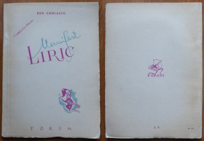 Ben Corlaciu, Manifest liric, 1945, Editura Forum, editia 1, 1 foto