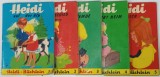 HEIDI - BUCHLEIN , SET de 5 CARTICELE ILUSTRATE , TEXT IN LIMBA GERMANA , 1971