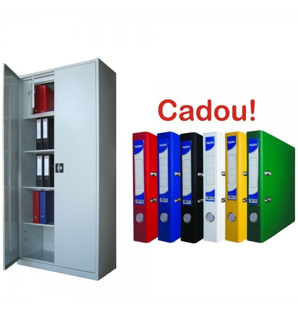 DULAP METALIC CU 3 RAFTURI SI SEIF ECO+, 900x400x1900 mm+5 Bibliorafturi Cadou!