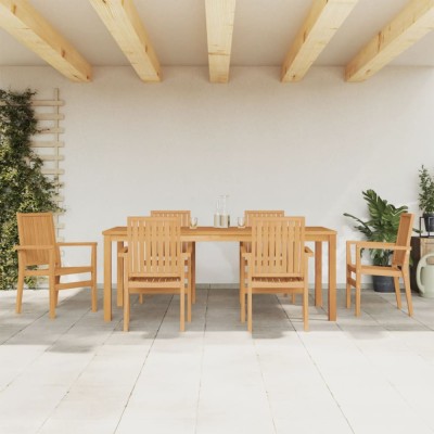 vidaXL Set mobilier de grădină, 7 piese, lemn masiv de tec foto