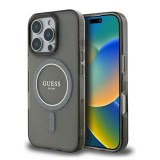 Husa iPhone 16 Pro originala Guess IML Glitter Circle MagSafe, negru, GUHMP16LHFGEREK
