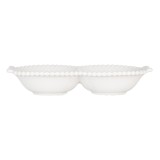 Cumpara ieftin Bol dublu ceramica alba 18x7x3 cm, 75 ml