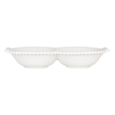 Bol dublu ceramica alba 18x7x3 cm, 75 ml