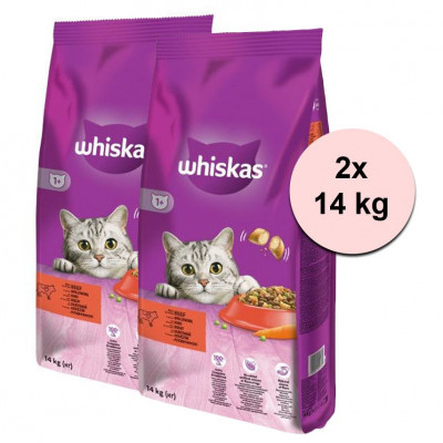 WHISKAS cu carne de bovin 2 x 14 kg foto