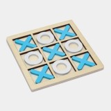 Cumpara ieftin Joc de strategie albastru 9.9 x 9.8 cm, X si 0 din lemn, pentru 2 jucatori, joc educativ de societate, +5 ani