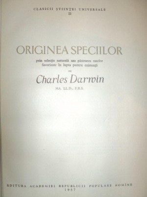 Charles Darwin - Originea speciilor foto