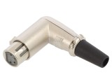 Mufă XLR Mamă 4 PIN 90&deg; Lipire Argint