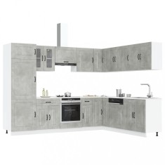 vidaXL Set dulapuri de bucătărie 14 piese &bdquo;Kalmar&rdquo; gri beton Lemn 3314975